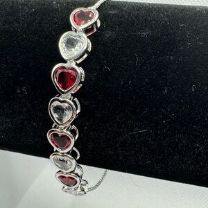 Gorgeous Silver White & Red Hearts Bracelet - NWT